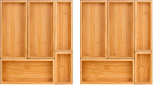 bamboo drawer organizer Set,expandable drawer dividers,wooden storage organizers,drawer organizers for kitchen, bathroom,flatware,Tea Bag Organizer (2 X 5PCS Natural) by Teicui