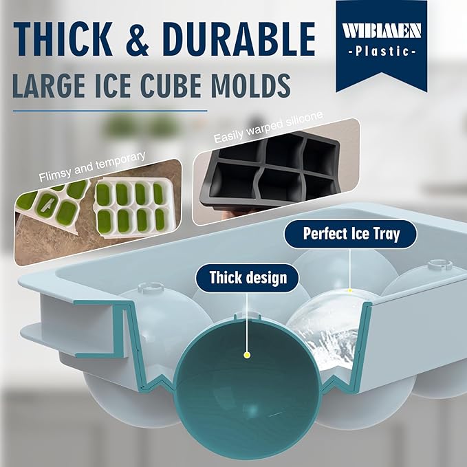 Large Ice Ball Maker Mold, 1.9" Round Ice Cube Mold for Whiskey Bourbon Cocktail, 6 Balls, Sphere Ice Mold, Big Ice Cube Tray with Container and Tongs, Easy to Fill & Release - Image 6