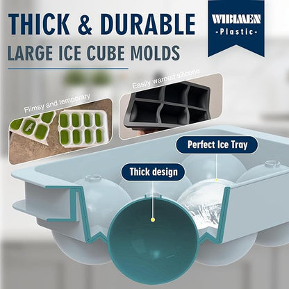Large Ice Ball Maker Mold, 1.9" Round Ice Cube Mold for Whiskey Bourbon Cocktail, 6 Balls, Sphere Ice Mold, Big Ice Cube Tray with Container and Tongs, Easy to Fill & Release - Image 6