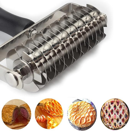 Pastry Lattice Roller Cutter - EVNSIX Stainless Steel Professional Dough Lattice Top Pie Pizza Bread Pastry Crust Lattice Roller Cutter