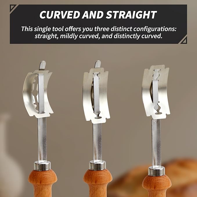 Bread Lame Sourdough Scoring Tool - Dough Scorer Cutter Knife with 10 Stainless Steel Razor Blades, Finger Sleeves and Protective Cover, Essential Baking Supplies for French Baguttes & Homemade Bread - Image 4
