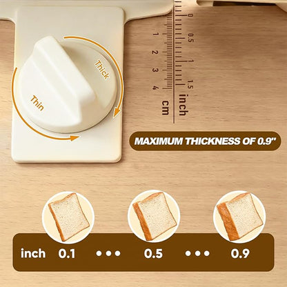 Brvclon Manual Bread Slicer Adjustable Thickness, Hand Crank Bread Slicer for Homemade Sourdough Bread with Scale Line & Suction Cup & Metal Guide,Quality Solid Wood Base & Gift-Level Packaging