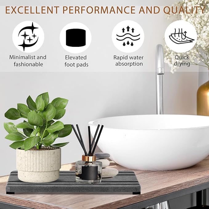 3PCS Water Absorbing Stone Tray, DryingNeat Diatomite Stone Sink Tray, Instant Dry Sink Coasters, Kitchen Sponge Hand Soap Holder, Countertop Fast Drying Counter Trays,8 * 4inch and 4 * 4inch - Image 4