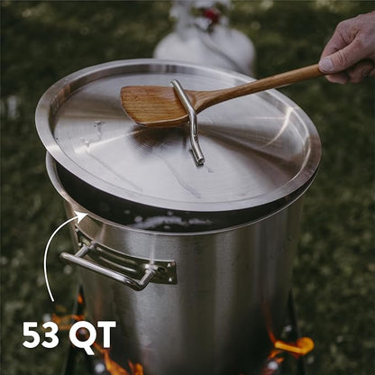 GasOne Stainless Steel Stockpot with Basket – 53qt Stock Pot with Lid and Reinforced Bottom – Heavy-Duty Cooking Pot for Deep Frying, Turkey Frying, Beer Brewing, Soup, Seafood Boil – Satin Finish - Image 4