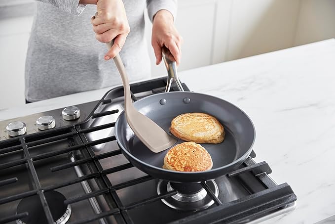 GreenPan Silicone Solid Turner Spatula, Flipping Cooking Kitchen Utensil, Flexible Rubber Nonstick Cookware, Rigid Steel Core, Heat-Resistant, Anti-Slip Handle, BPA-Free, Dishwasher Safe, Taupe - Image 3