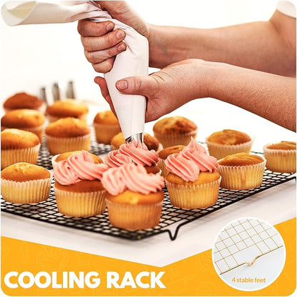 2 PCS Cooling Racks for Cooking and Baking, 14.8x10 Inches Stainless Steel Cooling Rack, Sheet Pan with Wire Rack for Baking Sheet, Bacon Rack Oven Safe Fits Jelly Roll Sheet Pan - Image 7