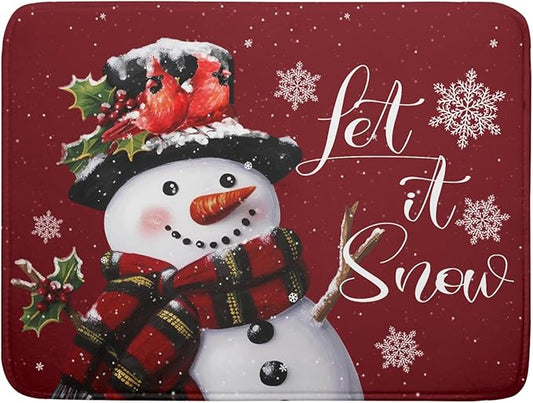Christmas Dish Drying Mat for Kitchen Counter Snowman Let It Snow Microfiber Absorbent Dish Draining Reusable Washable Foldable Extra Large 18"x24" by Unknown