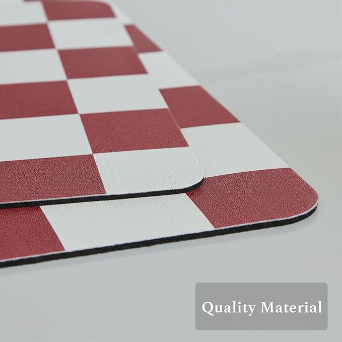 Ohocut Checkered Dish Drying Mat for Kitchen Counter, Coffee Bar Station Accessories, Retro Cute Aesthetic Modern Absorbent Drainer Mat Kitchen Drying Mat Easy Clean (Red, 24" x 16") - Image 6