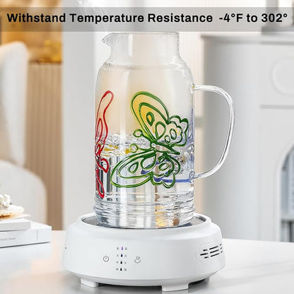 Buaic Glass Pitcher with Lid and Handle,2 PACK 68 oz/2 Liter Vintage Hand Painted Butterfly Design Fridge Water Pitcher, Borosilicate Glass Water Carafe for Hot/Cold Water Iced Sun Tea,Heat Resistant - Image 6