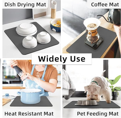 LOPNUR Kitchen Dish Drying Mat, 18"x16" Small Dish Drying Mats for Kitchen Counter, Diatomite Coffee Mat, Super Absorbent Dish Drying Pad, Heat Resistant Mat with Anti-slip Rubber Backed, Grey - Image 7