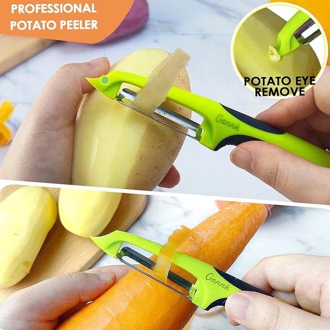 GANNK Vegetable Potato Peelers for Kitchen, Y Peeler for Apple Fruit Carrot Zucchini Cucumber Potatoes, Good Grip Veggie Peeler Makes Peeling Very Easy - Image 4