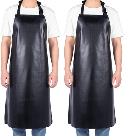 Homsolver 2 Pack Waterproof Rubber Aprons, Heavy Duty Butcher for Men, Chemical Vinyl Plastic Aprons for Dishwashing by Homsolver