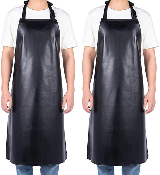 Homsolver 2 Pack Waterproof Rubber Aprons, Heavy Duty Butcher for Men, Chemical Vinyl Plastic Aprons for Dishwashing by Homsolver