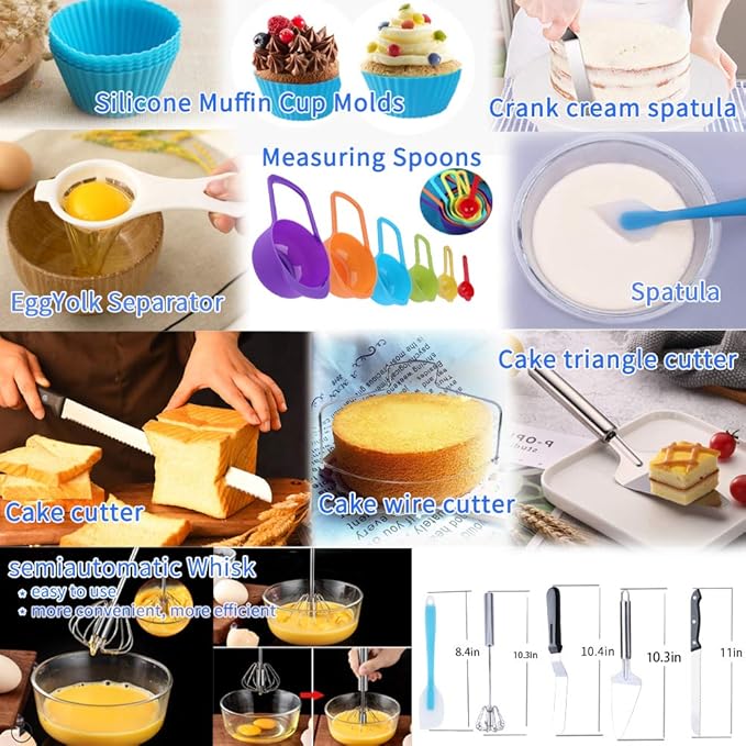 Cake Decorating Kit Cake Decorating Supplies, 515 PCS Baking Supplies Set with 3 Springform Pan Sets, 66 Icing Piping Nozzles, Cake Rotating Turntable, Piping Bags, Birthday Gifts for Mom Wife - Image 5