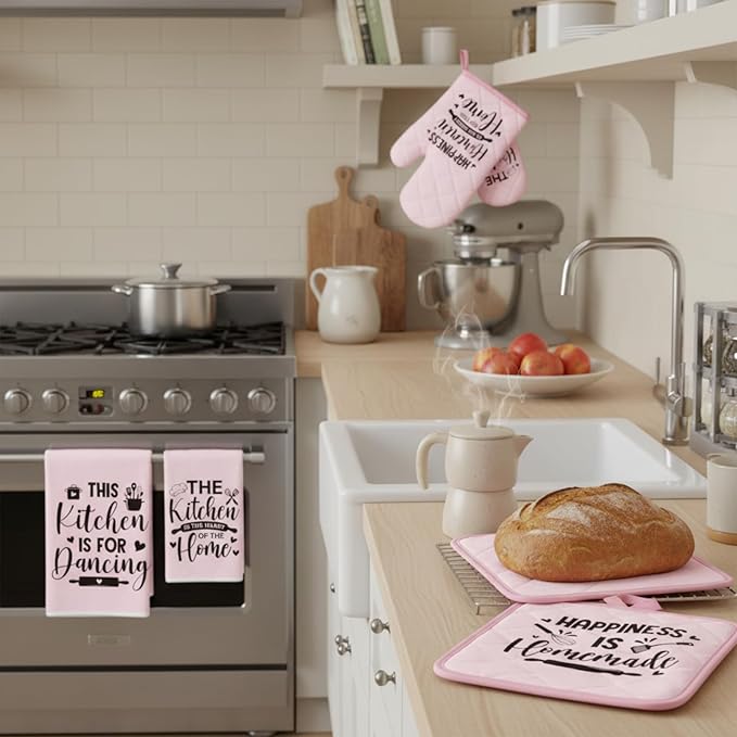 Leinuosen 8 Pcs Kitchen Towels and Oven Mitts Sets Pot Holders Dishcloths Set Kitchen Decorative Accessories Absorbent Potholders Heat Resistant for Chef Baking Cooking - Image 7