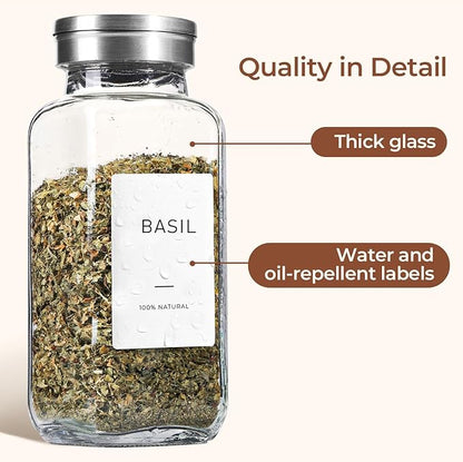 ComSaf Spice Jars with Shaker lids Adjustable, 8oz 6PCS，9 DIY Labels, Spice Jars Trial Set & Supplement Set, Empty Ingredient Containers and Square Ingredient Bottles for Kitchen and Seasoning - Image 6