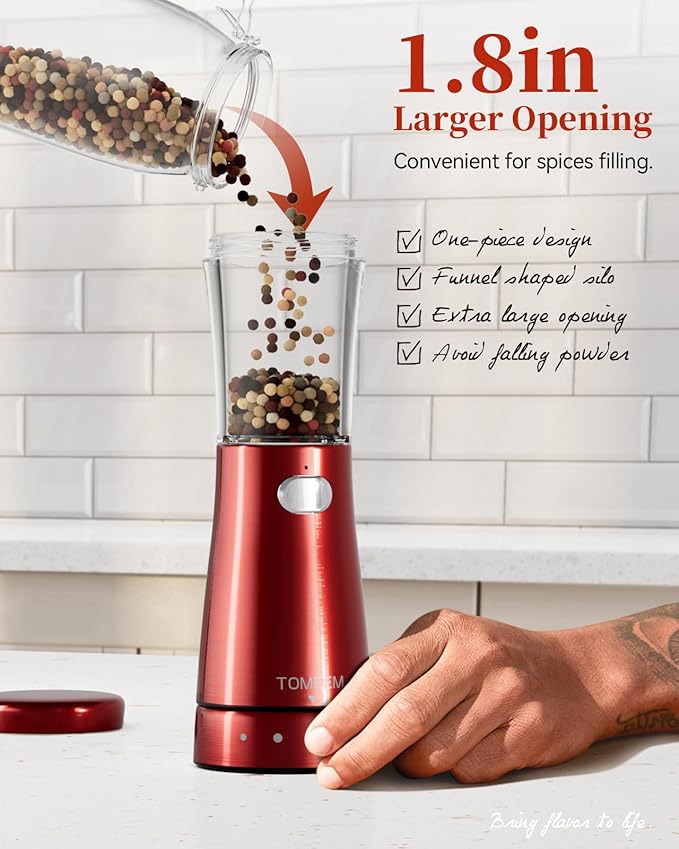 Electric Salt and Pepper Grinder Set with Storage Base, Stainless Steel Rechargeable Salt and Pepper Grinder Set with 4.5 oz Large Capacity, 1.8" Wide Mouth, Adjustable Coarseness, Ideal for Kitchen - Image 5