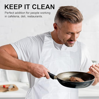 MT Products 2 Mil White Disposable Poly Aprons 46"x28" - Waterproof Plastic Bibs for Cooking, Dishwashing & Art (Bulk) - Image 4