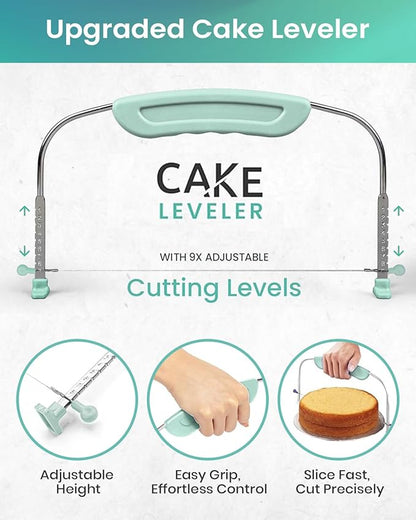 RFAQK 90PCs Cake Decorating Kit with Leveler, Baking Supplies Gift Includes Cake Stand Turntable, 24 Numbered Icing Tips, 55+1 Piping Bags, 2 Frosting Spatulas, 3 Scrappers, Video Course & Booklet - Image 5