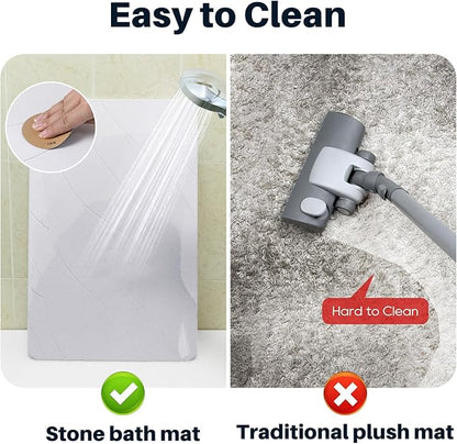 Closefriend Diatomaceous Earth Stone Bath Mat, Quick Dry Non-Slip Super Absorbent Diatomite Stone Mats for Bathroom (White 1 Pack)