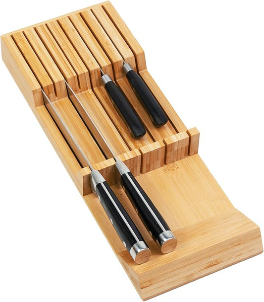 Utoplike Knife Drawer Organizer Bamboo Knives Block for Kitchen, Large Handle Steak Holder, Fit for 9 Knives (Not Included) by Utoplike