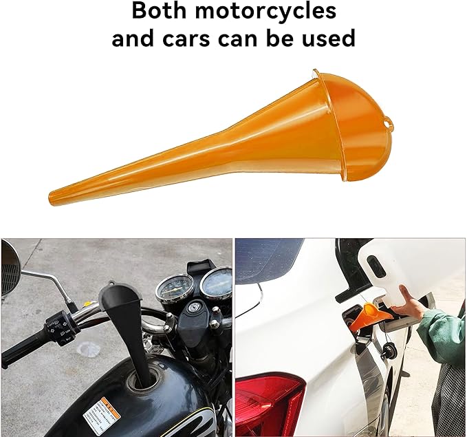2 PCS Oil Funnel, Automotive Multi-Function Plastic Fuel Funnel with Long Neck, Universal Engine Oil Funnel for Filling Oils Gas Lubricants and Fluids, Car Accessories (2PCS-Orange)