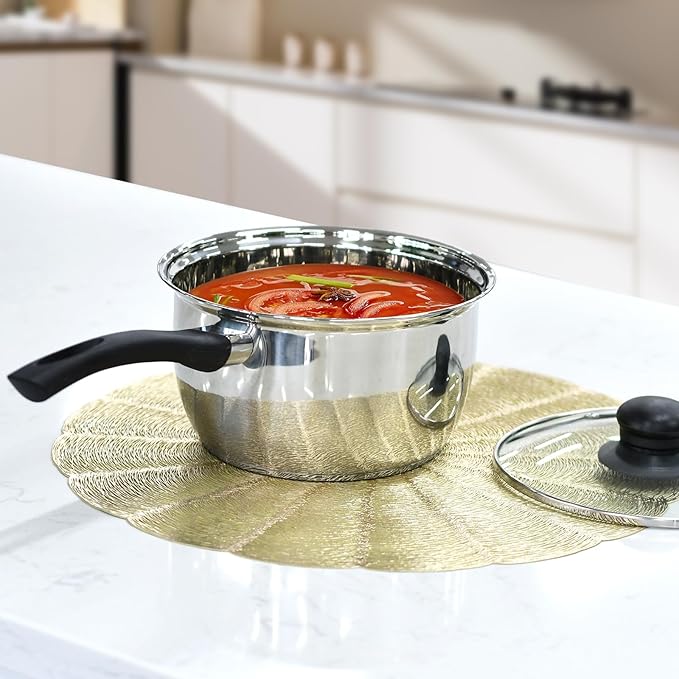 Stainless Steel Pot Set with Lid 6pcs,Sauce Pans 1QT & 2QT & 3QT Set,Triply Bottom Stainless Steel Pot Set - Image 6