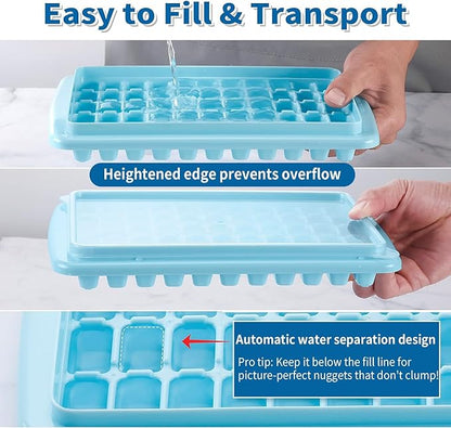 2Pack Ice Cube Tray with Lid and Bin for Freezer, Easy Release 55 Mini Ice Cube Tray with Cover, Storage Container, Scoop, Flexible Durable Plastic Nugget Ice Cube Mold & Bucket, BPA Free - Image 4