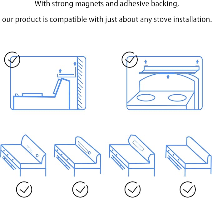 SZJHXIN 4X Strong Magnetic Stove Top Shelf, Adjustable 15-30 Inches, Fits Various Stove Lengths, Kitchen Organizer, Holds Spices, Condiments and BBQ Sauces (White)