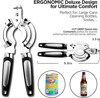 Jar Opener, Multi Jar Opener for Weak Hands, Stainless Steel Jar Lid Opener, Beer Bottle Opener for Arthritic Hands, Seniors with Arthritis