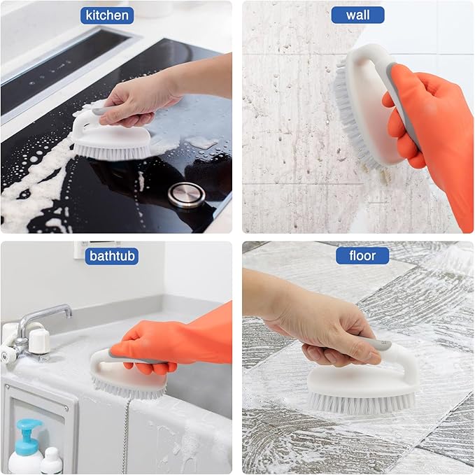 Scrub Brushes for Cleaning Bathtub Scrubber Heavy Duty Scrub Brush with Handle Stiff Bristle Cleaning Brush for Shower, Kitchen, Sink, Bathroom, Floor - Image 5