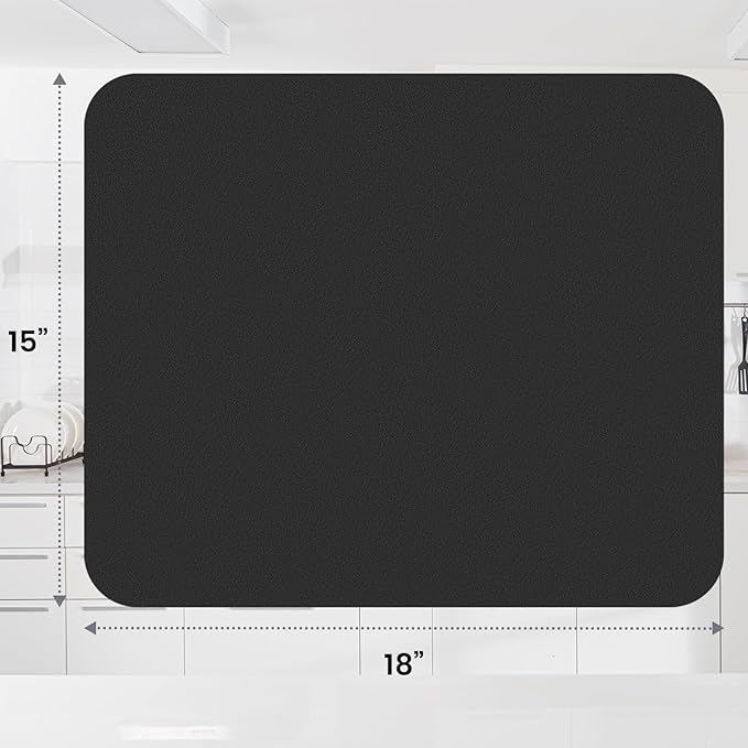 WISELIFE Dish Drying Mat Super Absorbent Drying Mat Large Dish Drying Mats for Kitchen Counter Easy Clean Dish Mat Kitchen Drying Mat15"x 18" Classic Black - Image 3
