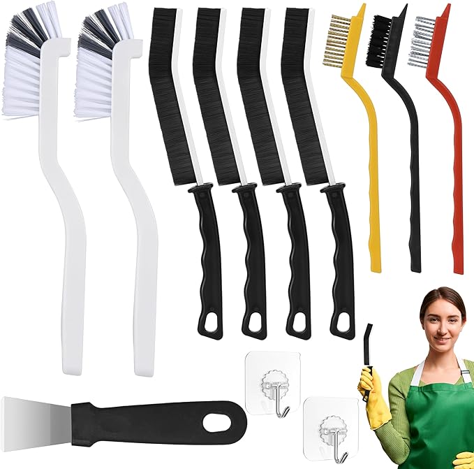 Crevice Cleaning Brush,12 Pcs Cleaning Supplies Cleaning Brush Tools,Hard Bristle Cleaning Brushes for Household Use Bathroom Tiles Kitchen Corner,Sink,Teapot, Bottle,Blender Practical and Durable by Tedmax