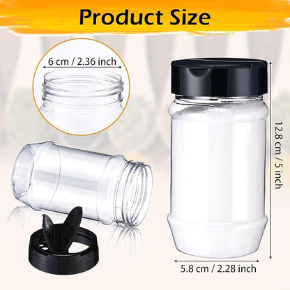 Mimorou 30 Pack Plastic Spice Jars with Shaker Lids Clear Seasoning Containers Spice Bottles for Kitchen Storing Spice Herbs Seasoning Powders (Oval Shape,12.2 oz) - Image 2