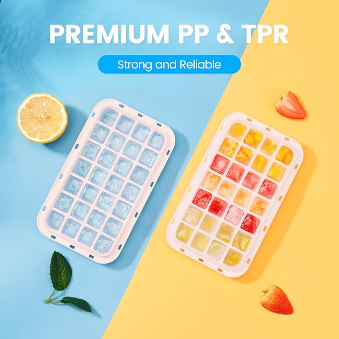 Ice Cube Tray with Lid and Bin, 28 pcs Ice Cubes Molds, Ice Trays for Freezer, Ice Cube Tray Mold, with 1 tray, Ice Freezer Container, Spill-Resistant Removable Lid & Ice Scoop, for Whiskey,Cocktail - Image 6