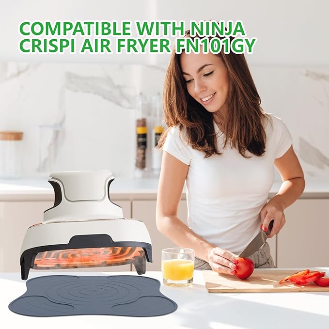 2Pcs Silicone Heat Resistant Mat & Splatter Shield, Foldable Silicone Mat and Splatter Shield for Ninja Crispi Air Fryer Accessories, Blue