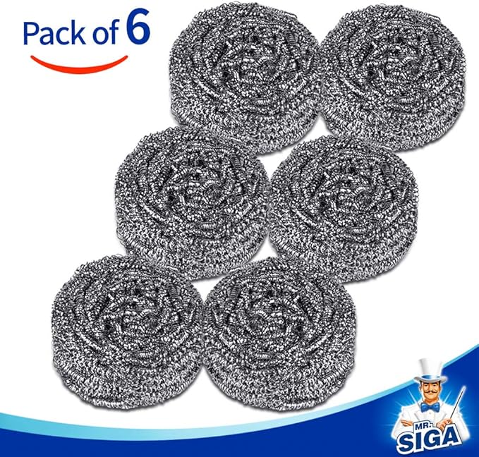 MR.SIGA Stainless Steel Scourer, Pack of 6, 30g - Image 2
