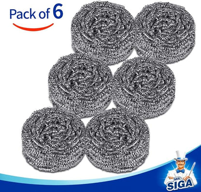 MR.SIGA Stainless Steel Scourer, Pack of 6, 30g - Image 2