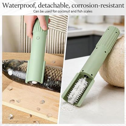 STHF 5X Faster Electric Coconut Grater & Fish Descaler, Anti-Splash Guard with Food-Grade Stainless Steel Blade, Lightweight Portable Coconut Scraper for Kitchen, Camping (Green)