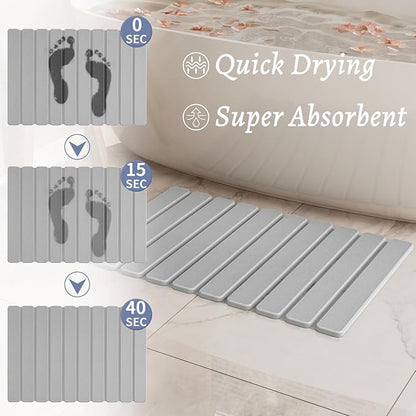 Foldable Stone Bath Mat, Quick Dry Stone Drying Mats for Bathroom, Super Absorbent Rollable Bath Mat, Non Slip, Large Diatomaceous Earth Dish Drying Mats for Kitchen Counter, 23.5 x 15.4in - Image 2