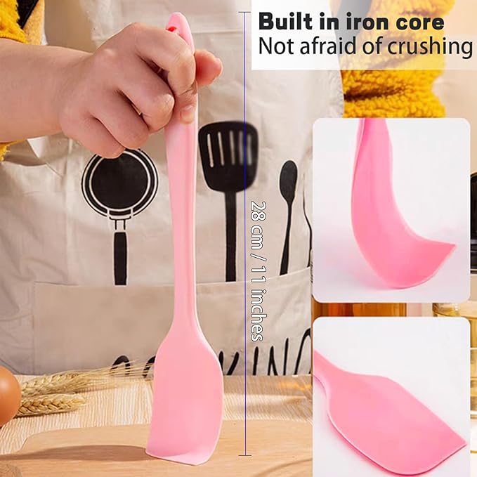 8 Pieces Silicone Spatulas, 11 inch Heat-Resistant Non-stick Spatulas with Stainless Steel Core for Cake Cream Cooking Gadget by COLOGO (11 inch) - Image 2