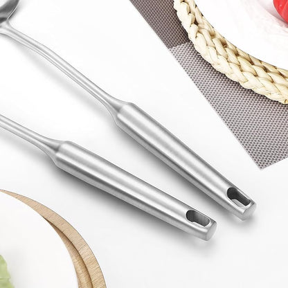 304 Stainless Steel Cooking Utensil,Kitchen Kitchen Utensil with Spatula, Solid Spoon, Ladle, Skimmer, Spaghetti Spoon, 6 Piece Set, Dishwasher Safe - Image 5
