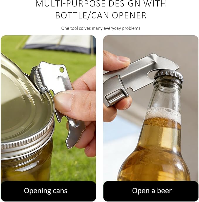 12 Pcs Military Can Opener,P38 Can Opener Military,Stainless Steel P38 Can Opener With Key Ring,For Kitchen, Travel, Camping, And Outdoor Survival.