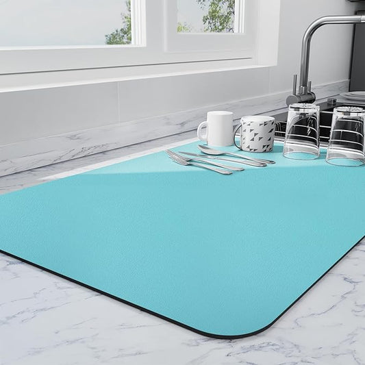 Ecotrim - Dish Drying Mat for Kitchen Counter | Coffee Bar Mat for Countertops | Heat Resistant Drainer Mat with Non-slip Rubber Backed | Hide Stain Kitchen Absorbent Draining Mat | Turquoise 16"x18" by Unknown