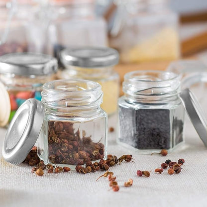 Accguan 30 Pcs 1.5 oz Glass Jars with Silver Lids, Mini Mason Jars for Gifts, Crafts, Wedding, Spice, ExtraTags String