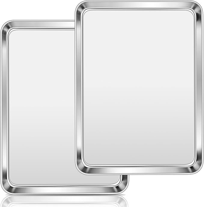 Homikit Baking Pan Sheet Set of 2, Stainless Steel Cookie Sheets Tray for Oven, 20 x 14 Large Metal Half Sheet Bakeware for Cooking Baking, Rustproof & Heavy Duty, Mirror Finish & Dishwasher Safe by Homikit