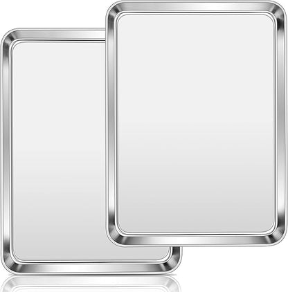 Homikit Baking Pan Sheet Set of 2, Stainless Steel Cookie Sheets Tray for Oven, 20 x 14 Large Metal Half Sheet Bakeware for Cooking Baking, Rustproof & Heavy Duty, Mirror Finish & Dishwasher Safe by Homikit