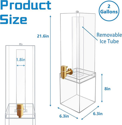 2 Gallon Large Drink Dispenser, Drink Dispenser with Acrylic Stand, Drink Dispensers for Parties with Ice Core, Beverage Dispenser with Airtight Valve for Water, Punch, Juice - Image 3