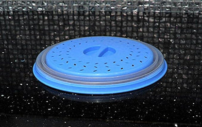 Dependable Industries' 2-in-1 Collapsible Microwave Splatter Guard Cover & Vegetable Washing Colander: The Ultimate Space-Saving Kitchen Essential (Blue)