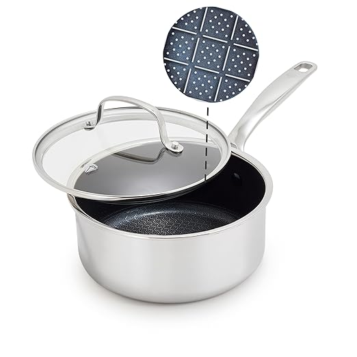 Blue Diamond Hybrid Nonstick Stainless Steel 2QT Saucepan with Glass Lid, PFAS-Free Ceramic Diamond Bond Pot, Dishwasher Safe, Stay-Cool Handle, Induction Ready, Compatible with All Cooktops by BlueDiamondCookware